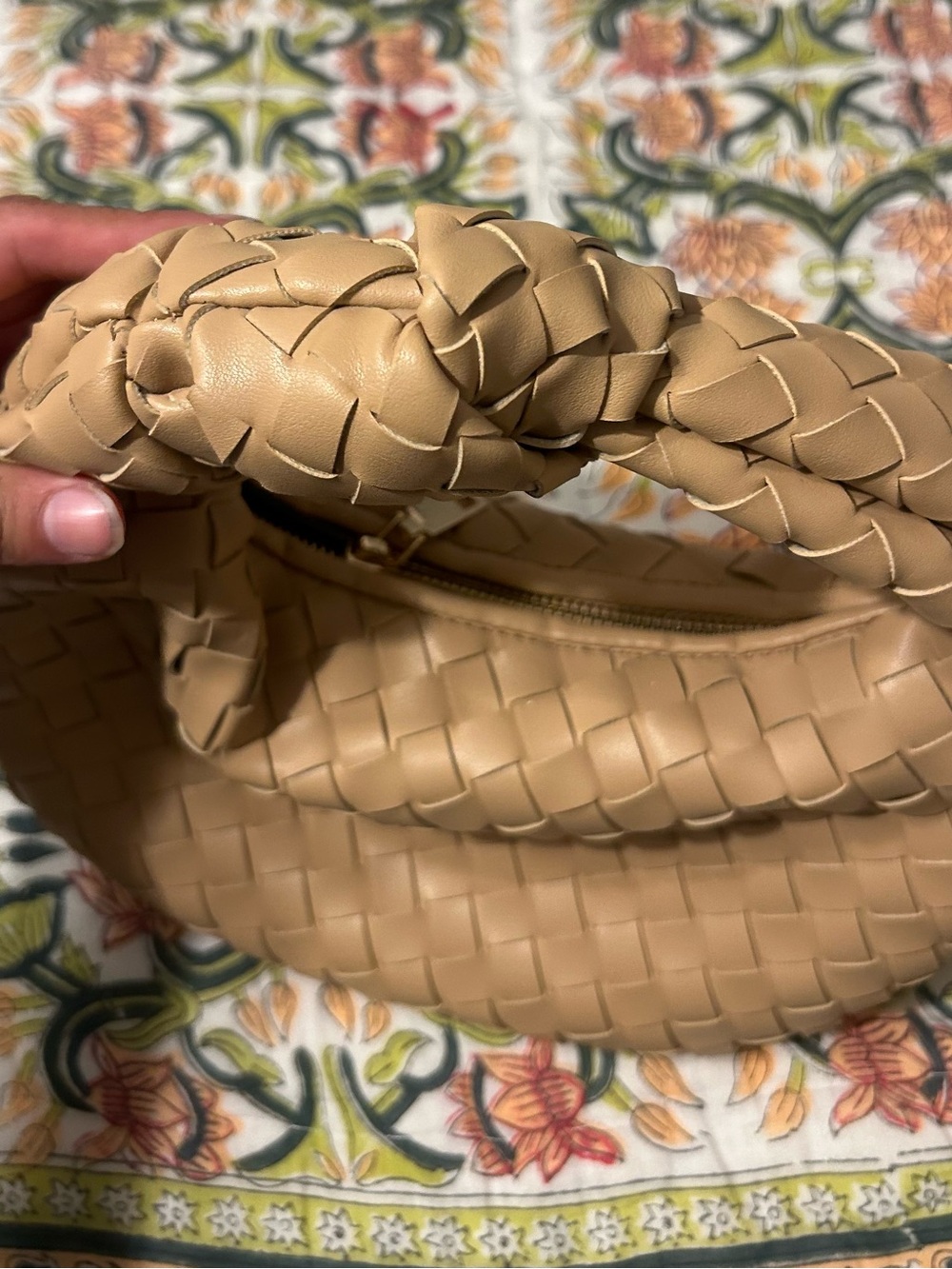 Tuckernuck Woven Knot-Handle Hobo Bag - Tan - Picture 7 of 8